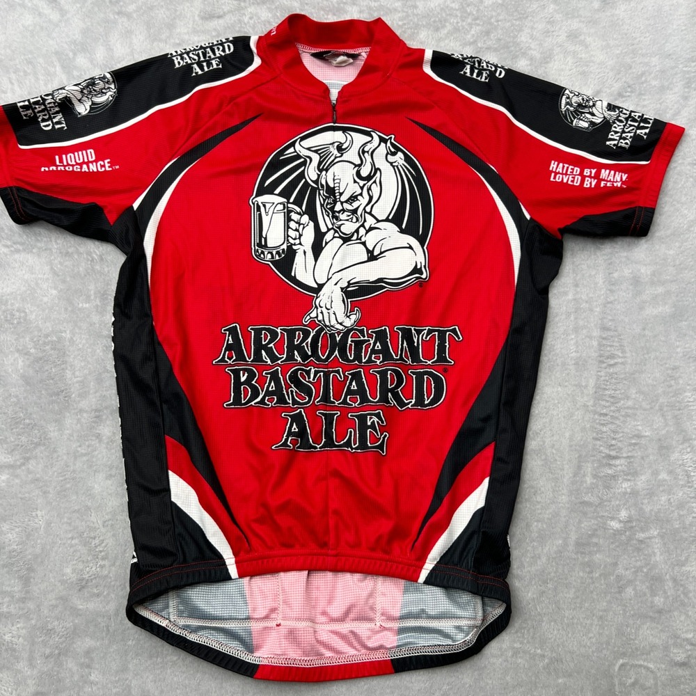 Canari Arrogant Bastard Ale Cycling Jersey Size M Red Mens Stone Brewing Biking